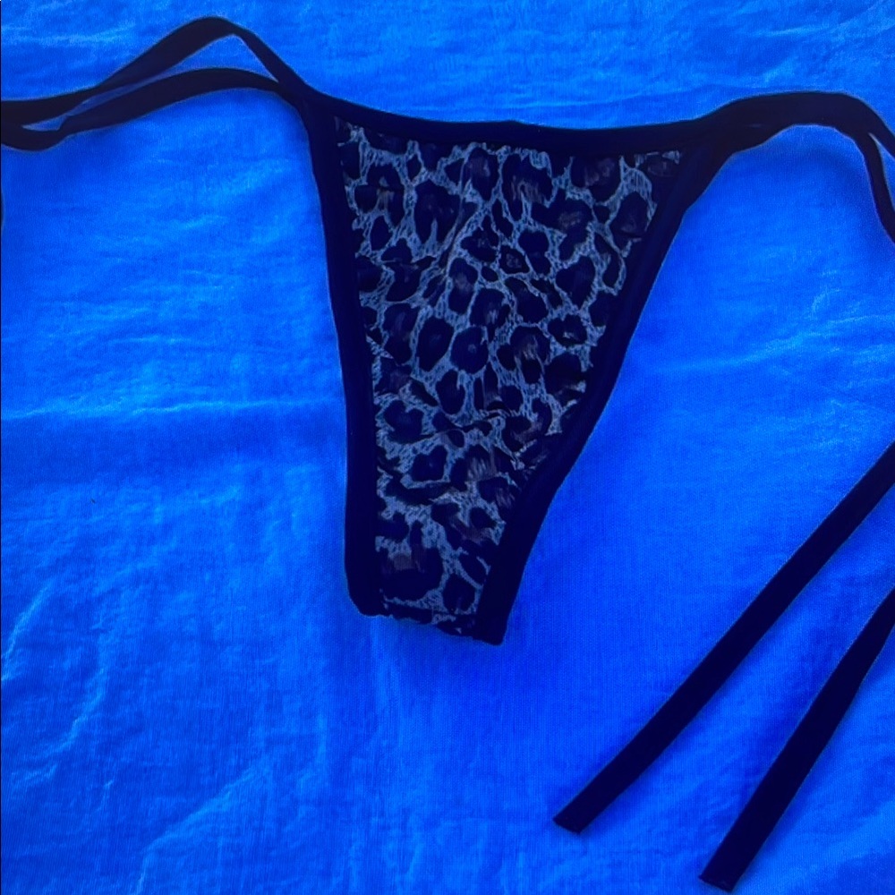 Leopard Print Thong Bikini Bottom